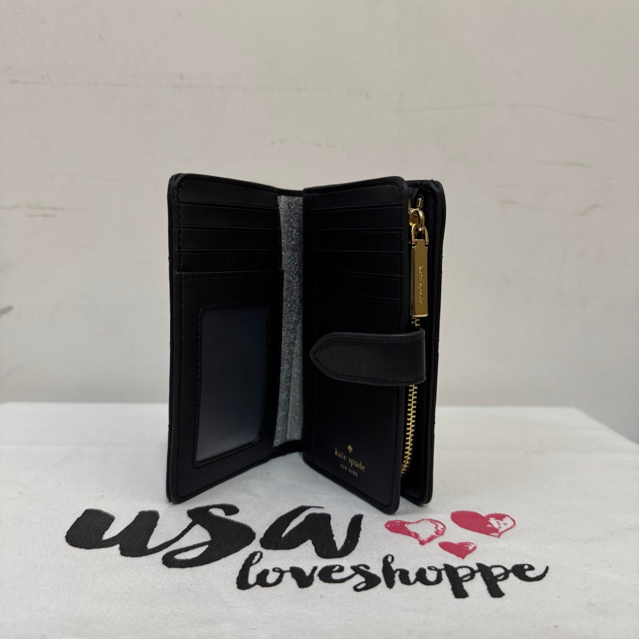 [AUCTION][READY STOCK MY] Kate Spade Carey Quilted Medium Bifold Wallet in Black (KN755)