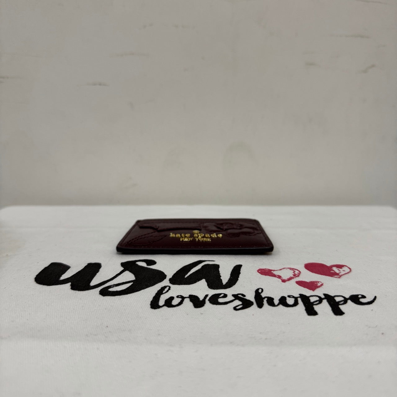 [AUCTION][READY STOCK MY] Kate Spade Madison Floral Applique Small Slim Card Holder in Dark Merlot (KL871)