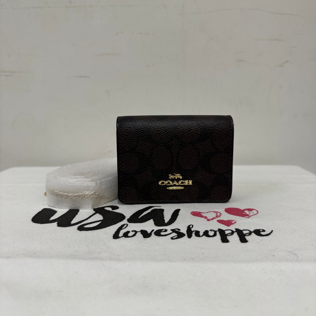 [AUCTION][READY STOCK MY] COACH Mini Wallet On A Chain In Signature Canvas in Walnut/Black (CZ278)