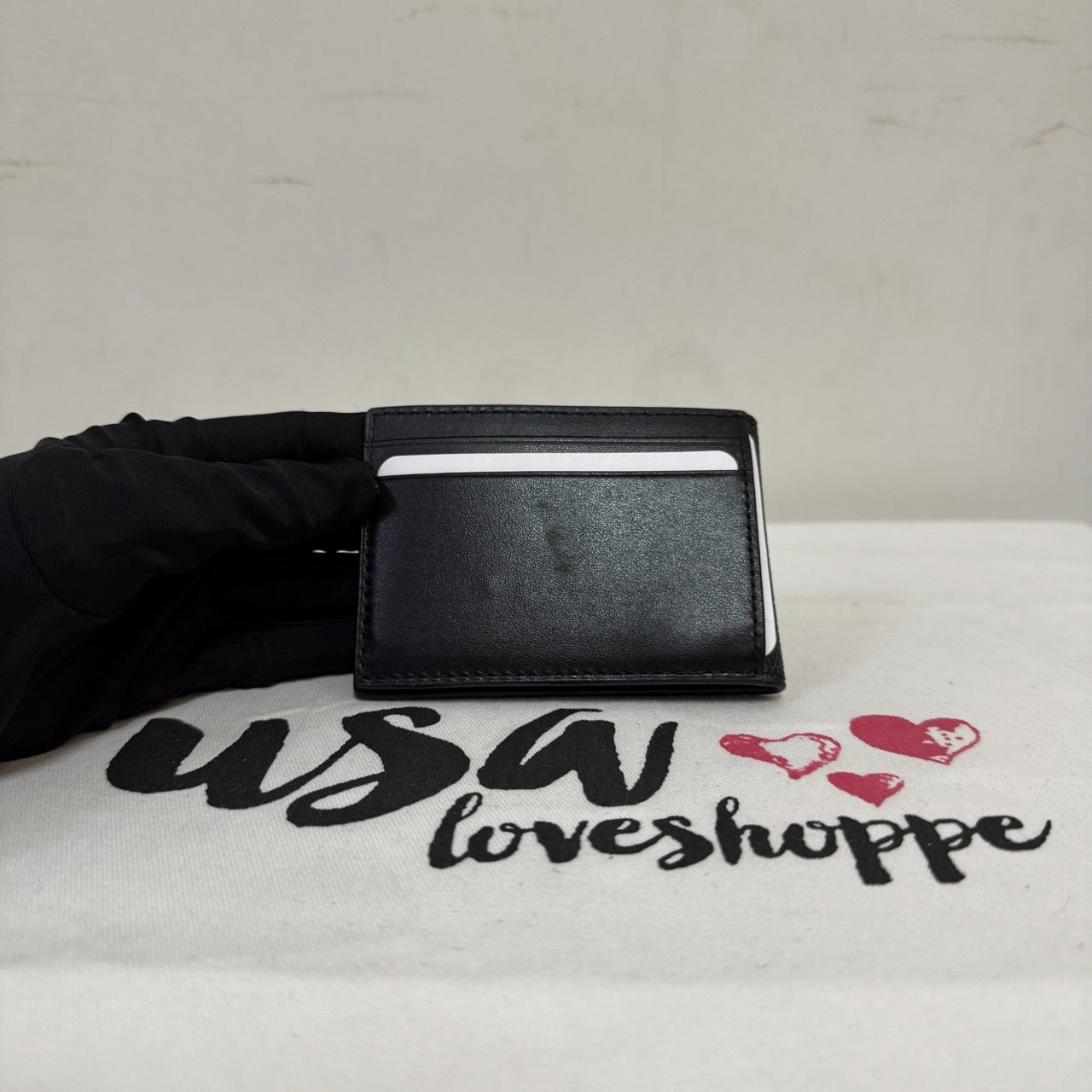 [READY STOCK MY] COACH Men Compact Billfold Card Case In Signature Canvas in Charcoal/Black (CM166)