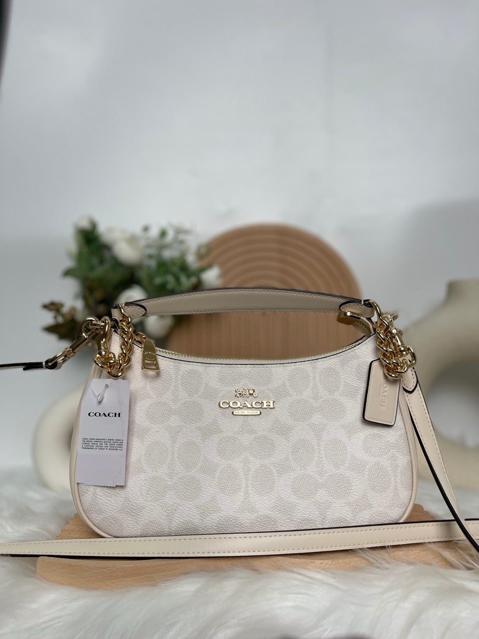 [READY STOCK MY][DEFECT] COACH Teri Shoulder Bag In Signature Canvas in White/Chalk (CV933)