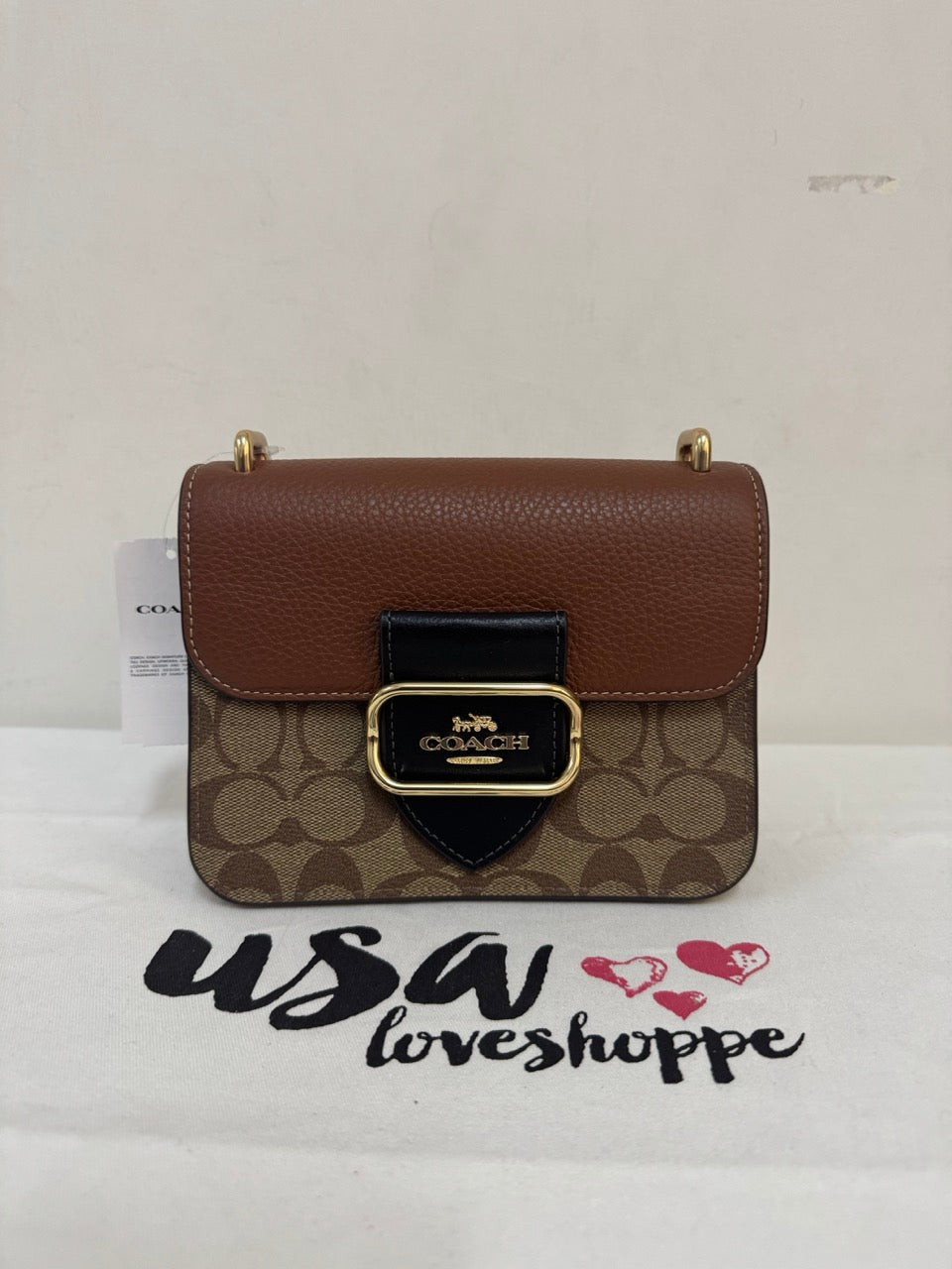 [AUCTION][READY STOCK MY] COACH Morgan Square Crossbody In Colorblock Signature Canvas in Khaki Multi (CL462)
