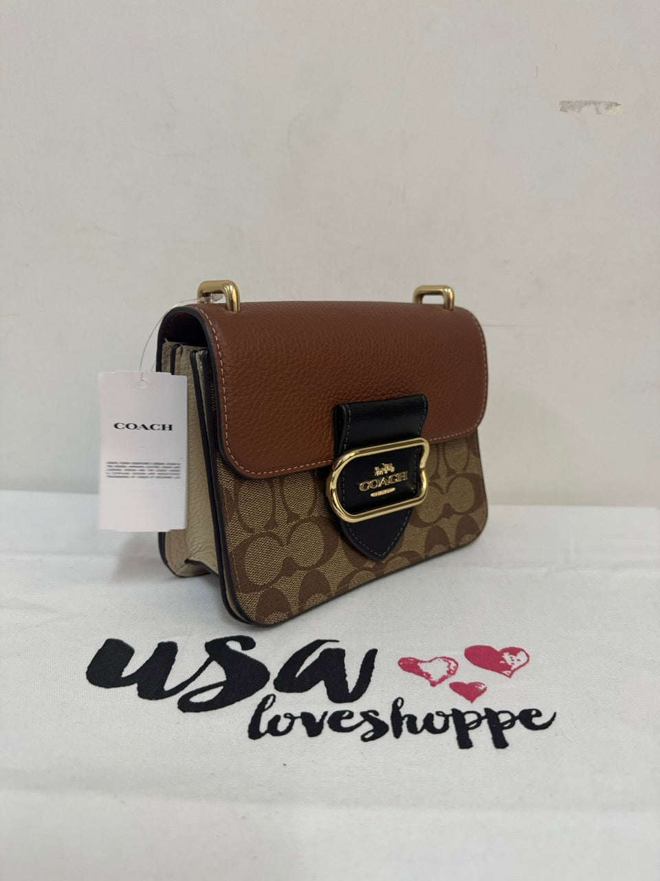 [AUCTION][READY STOCK MY] COACH Morgan Square Crossbody In Colorblock Signature Canvas in Khaki Multi (CL462)
