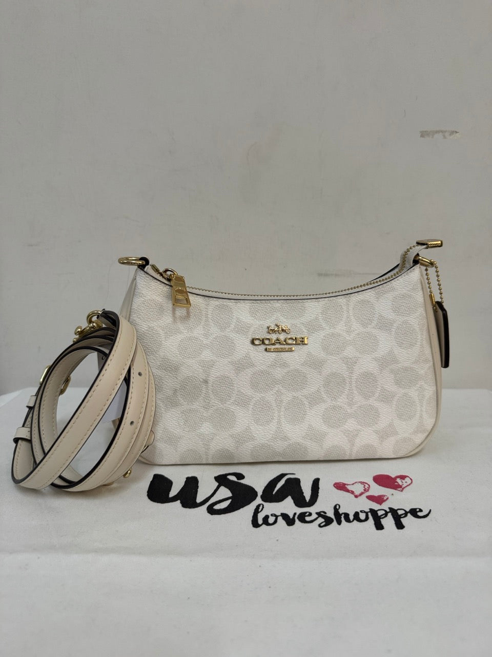 [AUCTION][READY STOCK MY] COACH Teri Shoulder Bag In Signature Canvas White/Chalk (CV933)