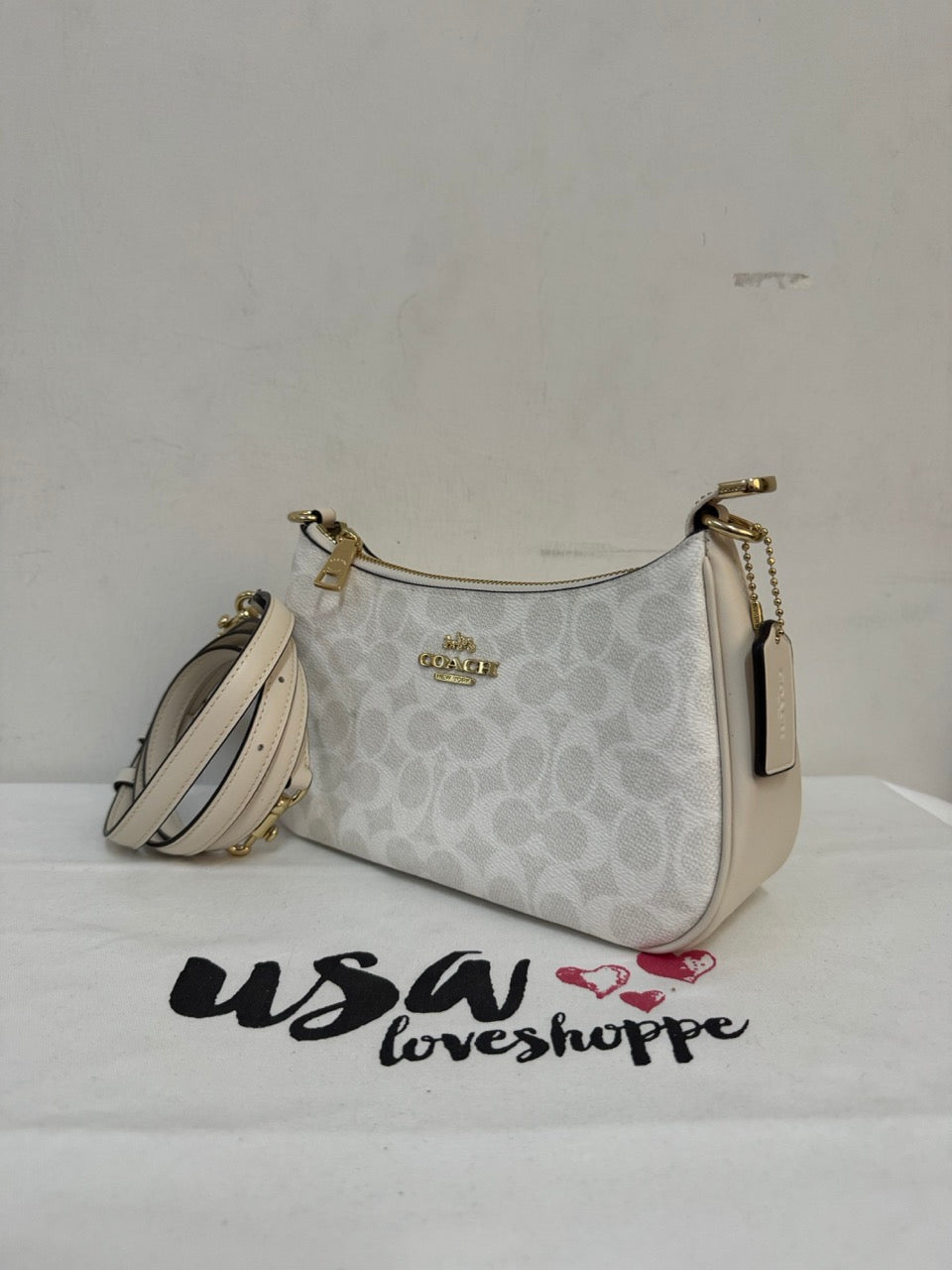 [AUCTION][READY STOCK MY] COACH Teri Shoulder Bag In Signature Canvas White/Chalk (CV933)
