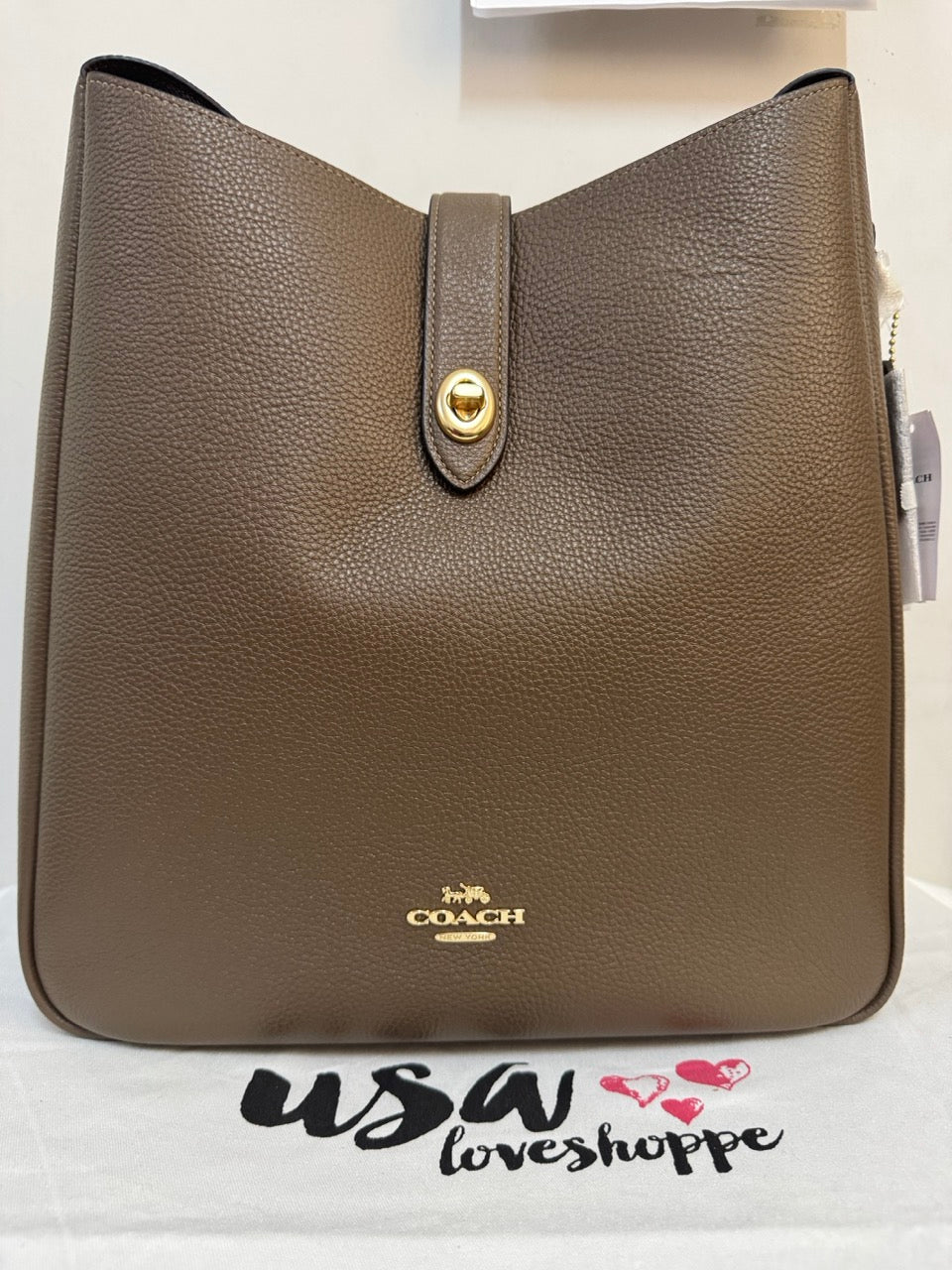 [AUCTION][READY STOCK MY] COACH Hadley Large Shoulder Bag in Dark Stone (CCD65)