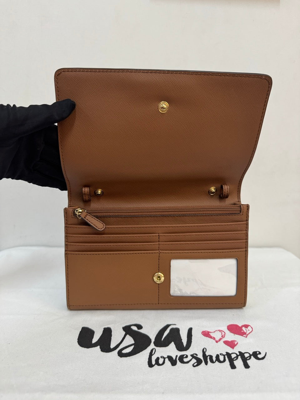 [AUCTION][DEFECT][READY STOCK MY] Michael Kors Jet Set Item Large MF Crossbody Clutch in Luggage (38F9CTTC7L)