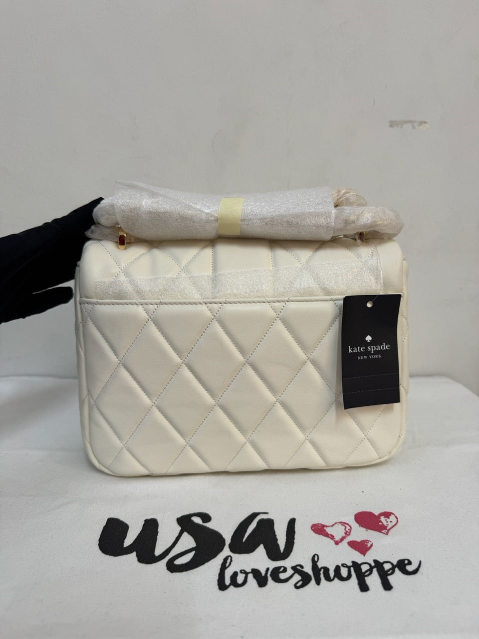 [AUCTION][READY STOCK MY] Kate Spade Carey Quilted Small Flap Crossbody in Meringue (KM708)