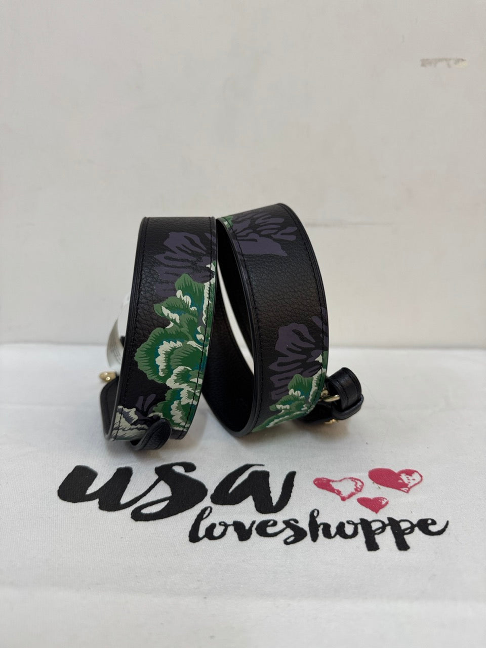 [AUCTION][READY STOCK MY] Coach Strap With Kaffe Fassett Print in Black Green Multi (6175)