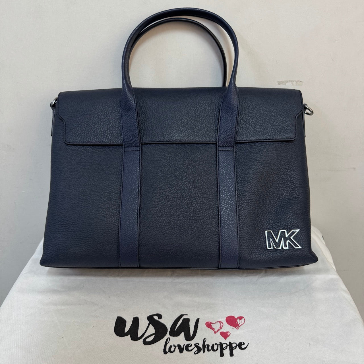 [AUCTION][READY STOCK MY] Michael Kors Men Cooper Pebbled Leather Briefcase in Navy (37S3LCOA6L)