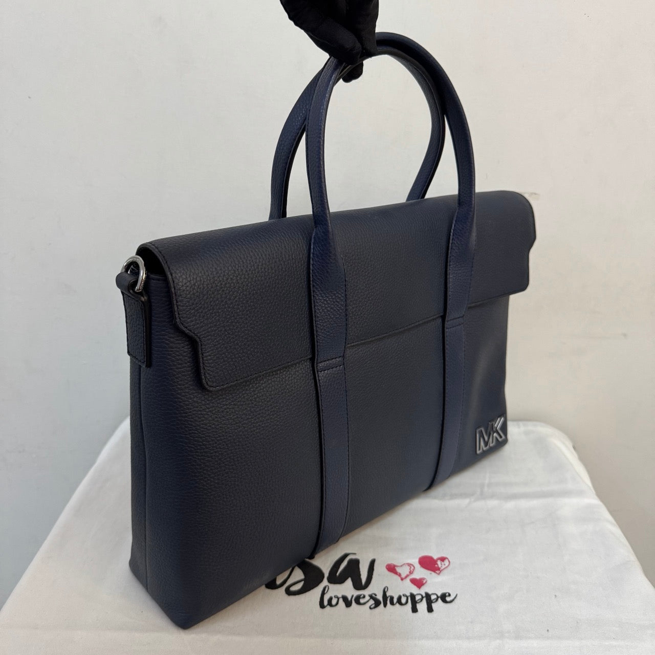 [AUCTION][READY STOCK MY] Michael Kors Men Cooper Pebbled Leather Briefcase in Navy (37S3LCOA6L)