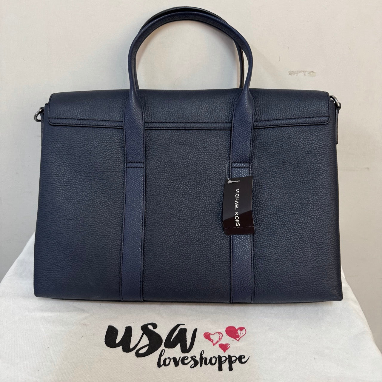 [AUCTION][READY STOCK MY] Michael Kors Men Cooper Pebbled Leather Briefcase in Navy (37S3LCOA6L)