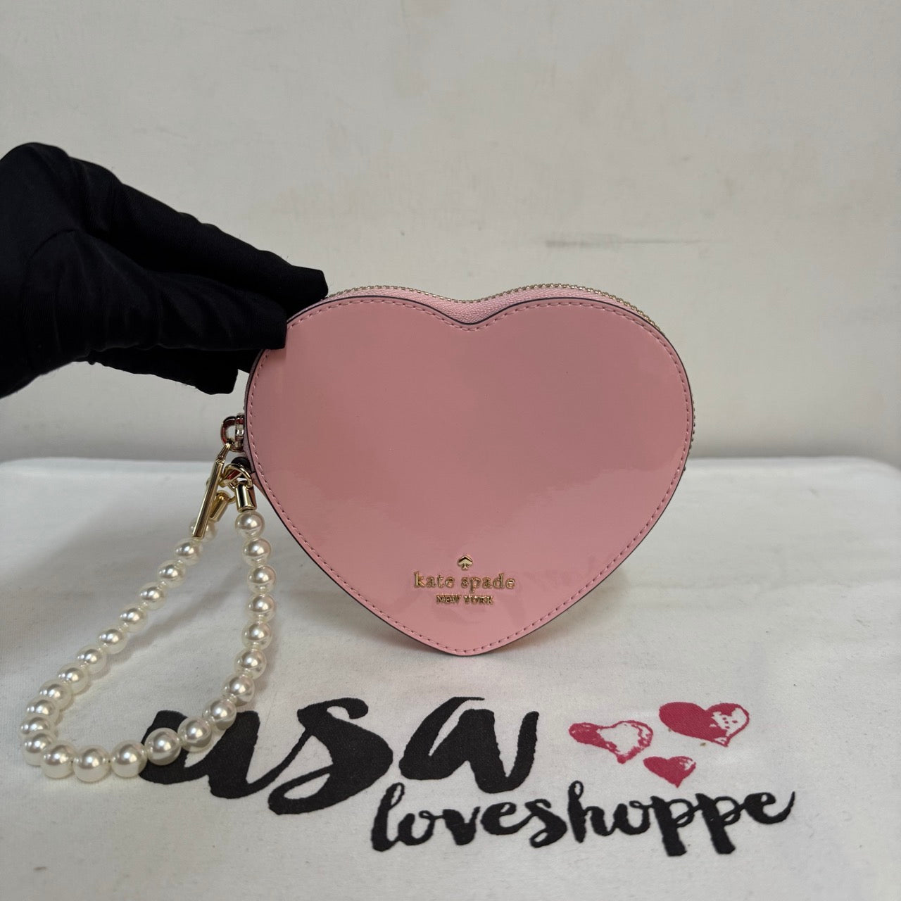[AUCTION][READY STOCK MY] Kate Spade Love Shack 3d Heart Wristlet in Tea Rose Multi (KG230)
