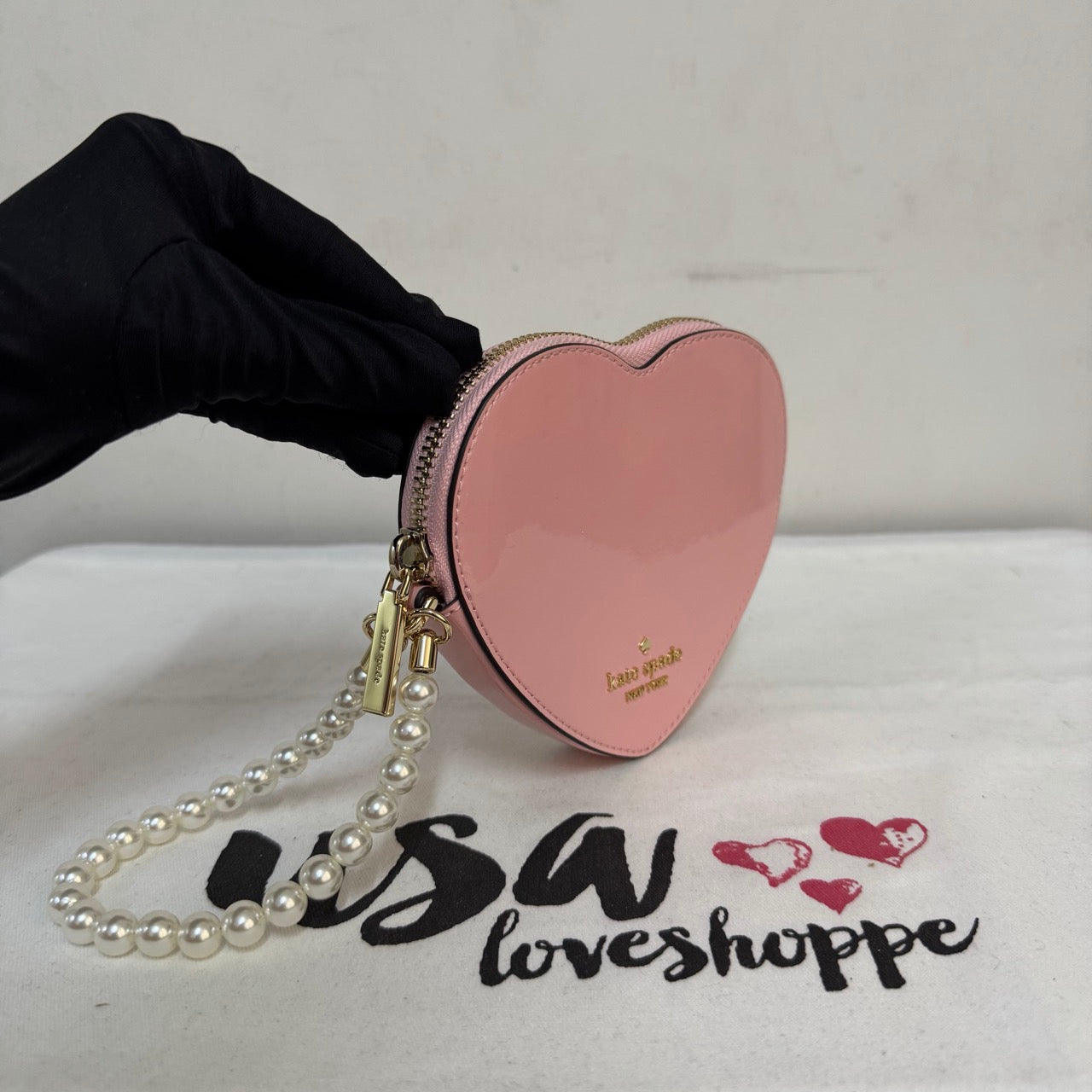 [AUCTION][READY STOCK MY] Kate Spade Love Shack 3d Heart Wristlet in Tea Rose Multi (KG230)