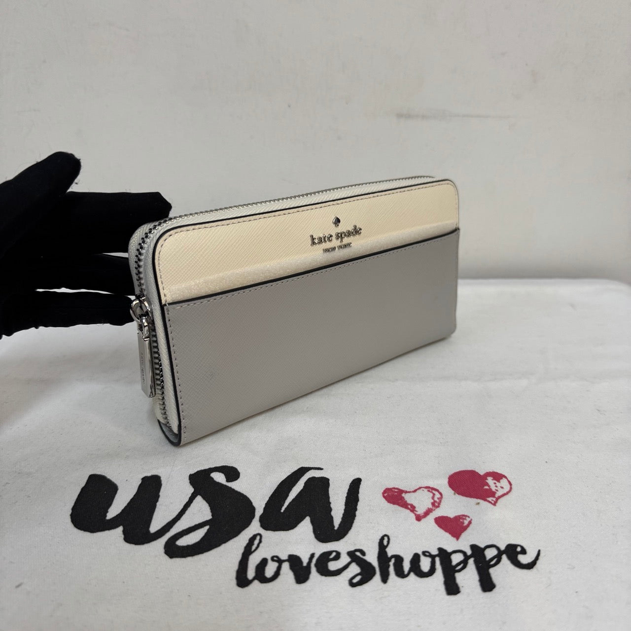 [AUCTION][READY STOCK MY] Kate Spade Madison Large Continental Wallet in Platinum Grey (KC509)