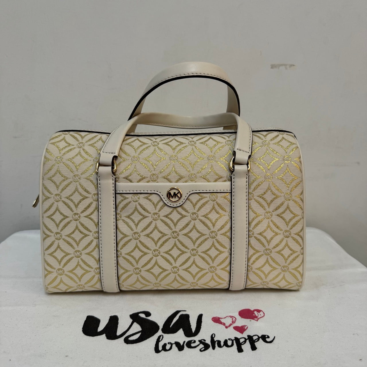 [AUCTION][READY STOCK MY] Michael Kors Travel Medium Duffle Satchel in Pale Gold Multi (35F4STFS6J)