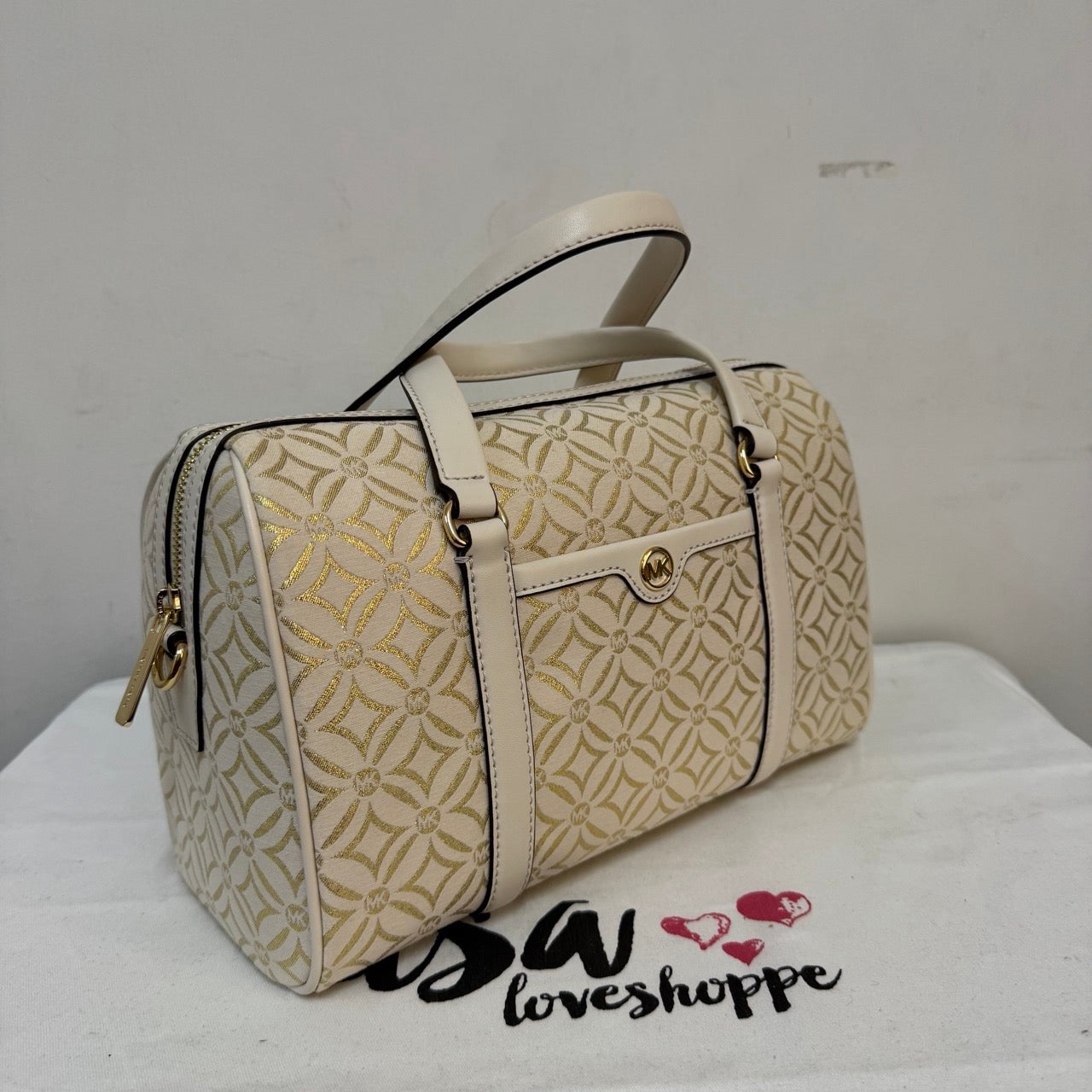 [AUCTION][READY STOCK MY] Michael Kors Travel Medium Duffle Satchel in Pale Gold Multi (35F4STFS6J)