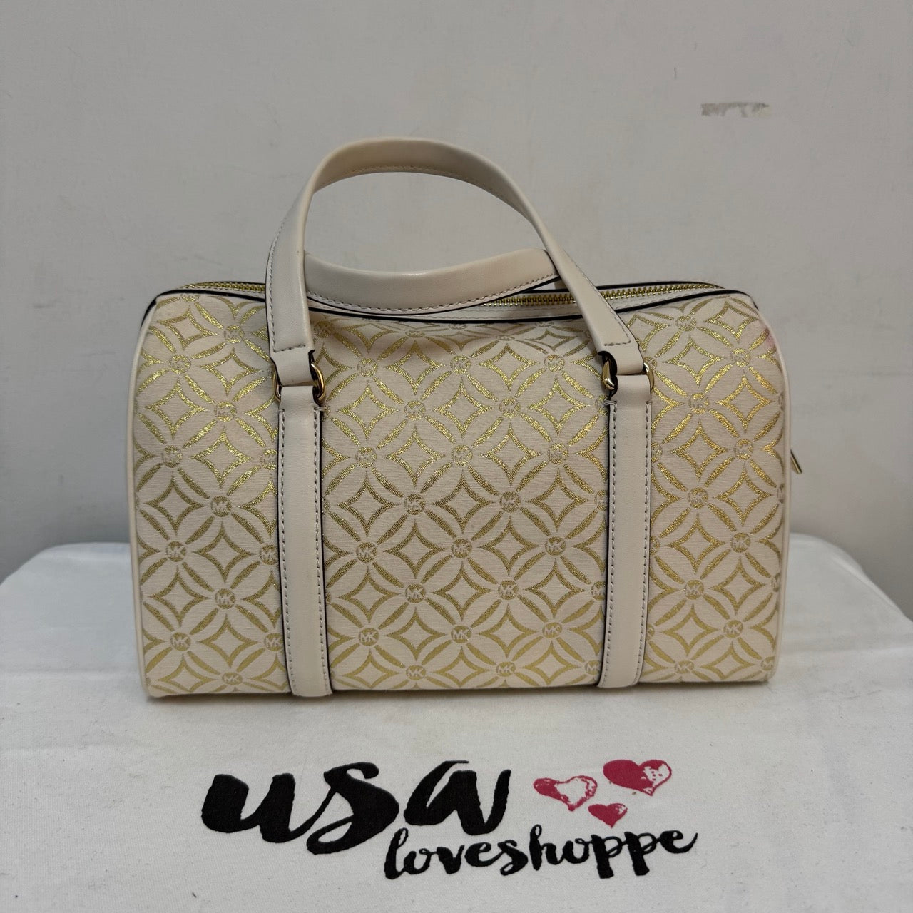 [AUCTION][READY STOCK MY] Michael Kors Travel Medium Duffle Satchel in Pale Gold Multi (35F4STFS6J)