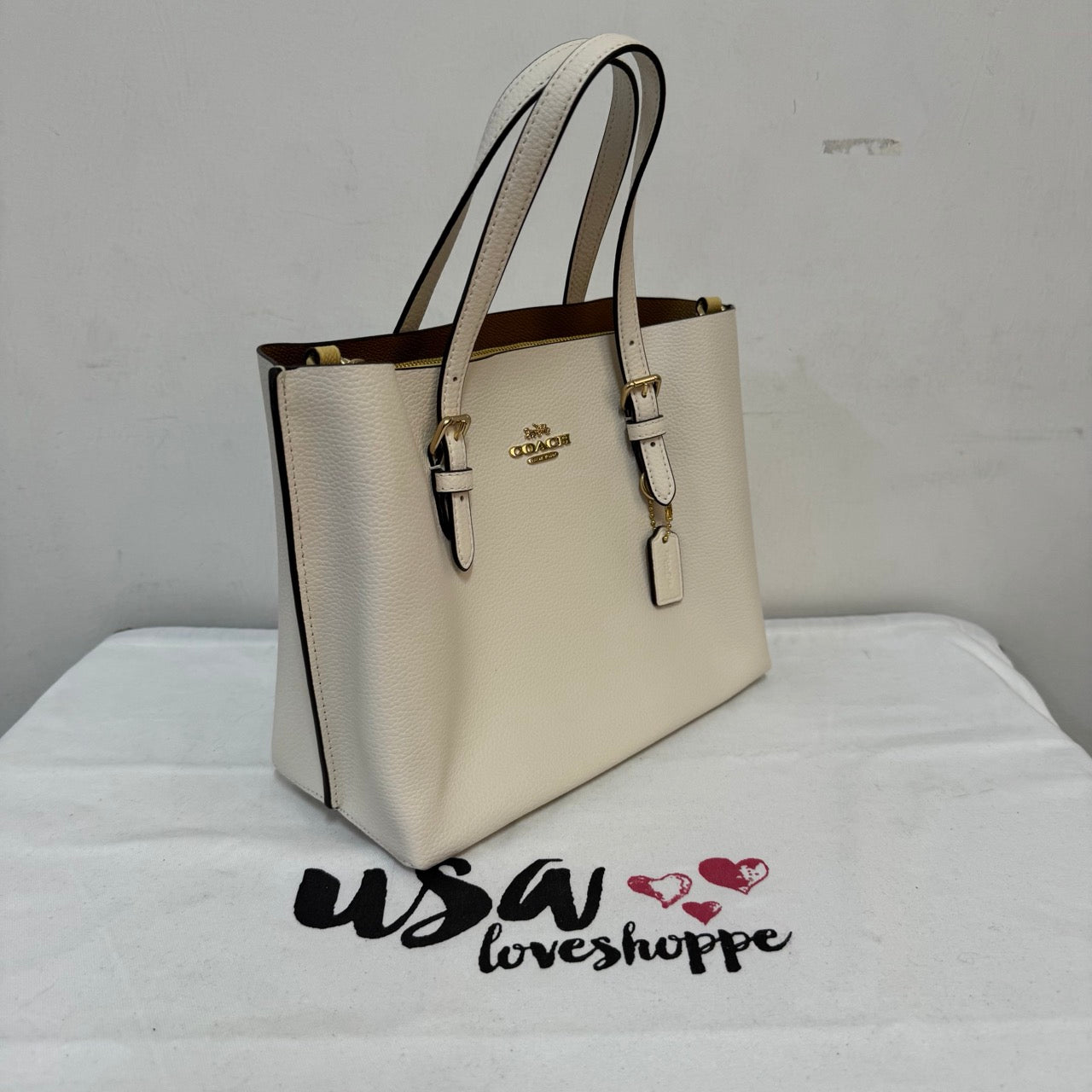 [AUCTION][READY STOCK MY] COACH Mollie Tote 25 in Chalk (C4084)