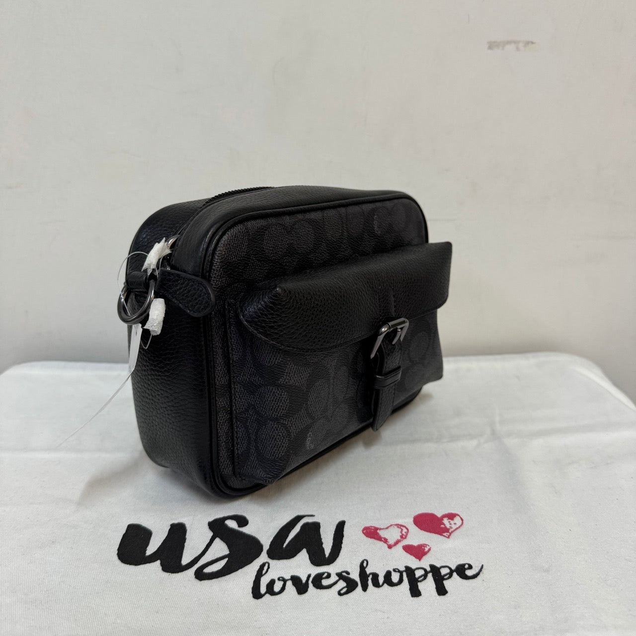 [AUCTION][READY STOCK MY] COACH Men Warner Crossbody Bag In Signature Canvas in Charcoal/Black (CW217)