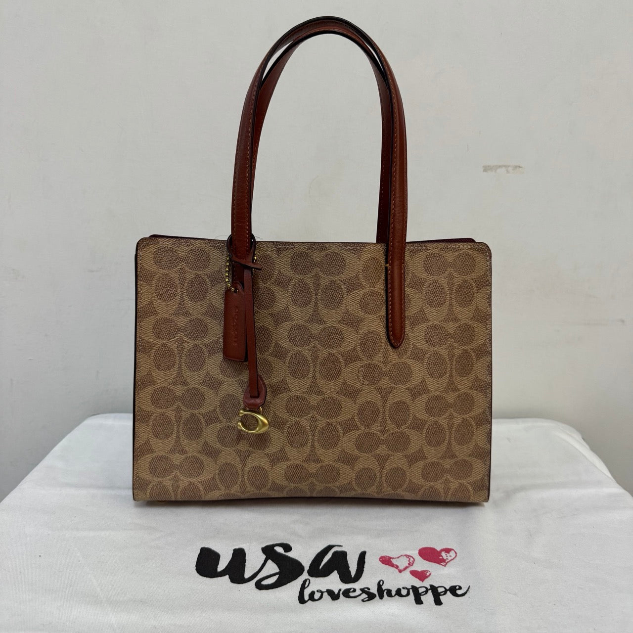 [AUCTION][READY STOCK MY] COACH Carter Carryall 28 In Signature Canvas in Tan/Rust (CK457)