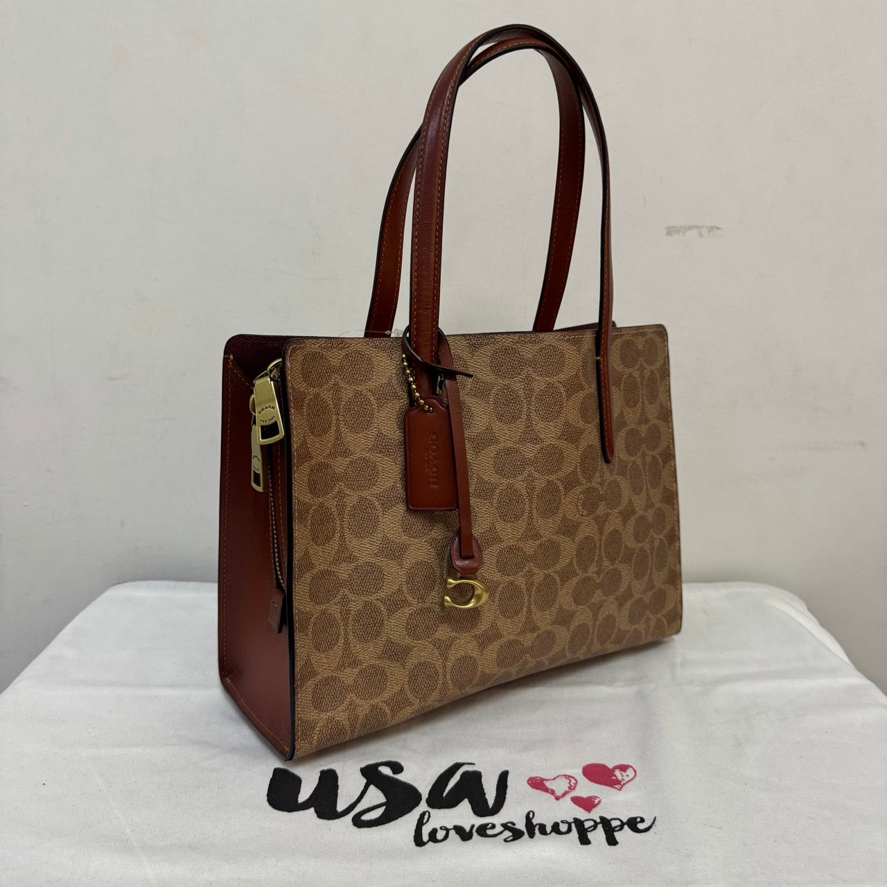 [AUCTION][READY STOCK MY] COACH Carter Carryall 28 In Signature Canvas in Tan/Rust (CK457)