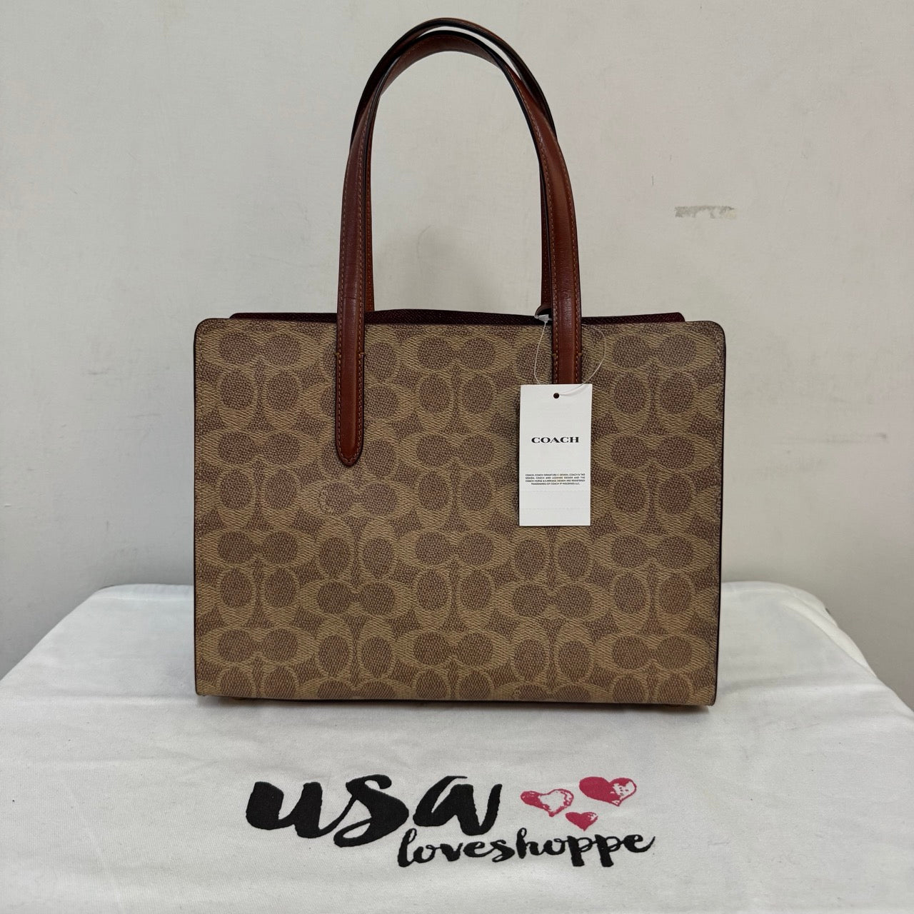 [AUCTION][READY STOCK MY] COACH Carter Carryall 28 In Signature Canvas in Tan/Rust (CK457)