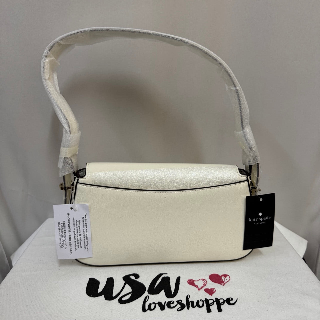 [AUCTION][READY STOCK MY] Kate Spade Bridget Crinkle Patent Small Flap Shoulder in Meringue (KM677)