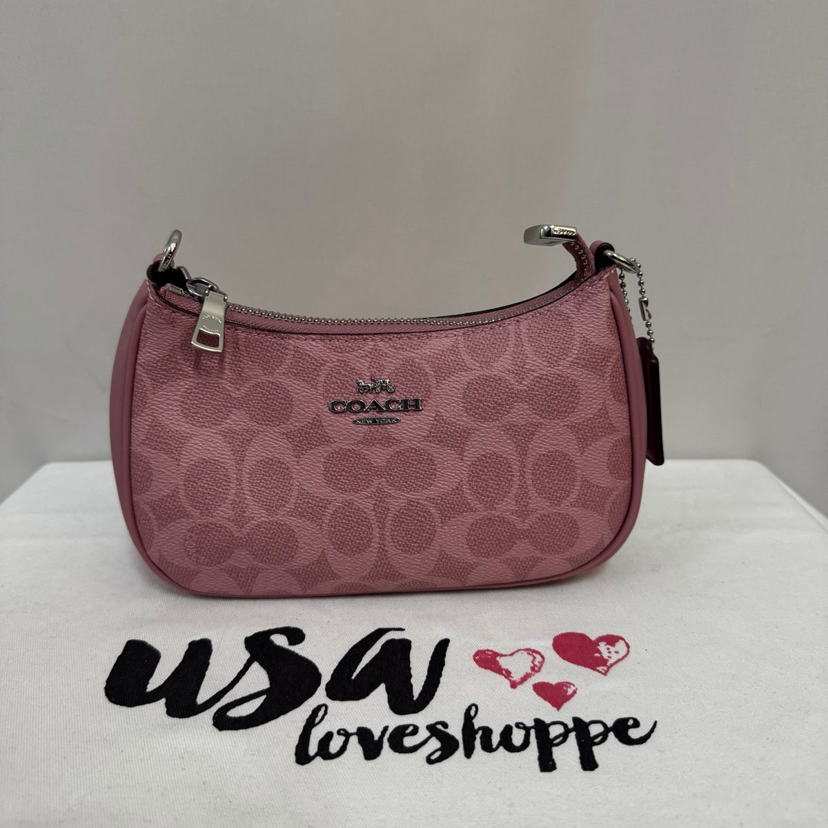 [AUCTION][READY STOCK MY] COACH Teri Mini Crossbody Bag In Signature Canvas in Pink (CW323)