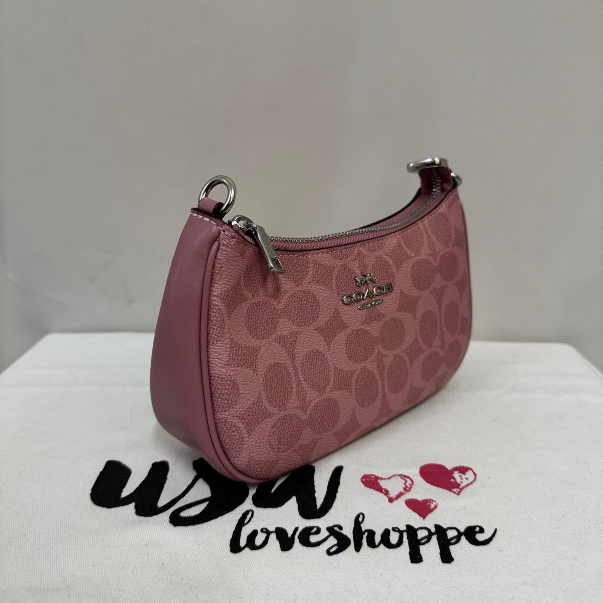 [AUCTION][READY STOCK MY] COACH Teri Mini Crossbody Bag In Signature Canvas in Pink (CW323)