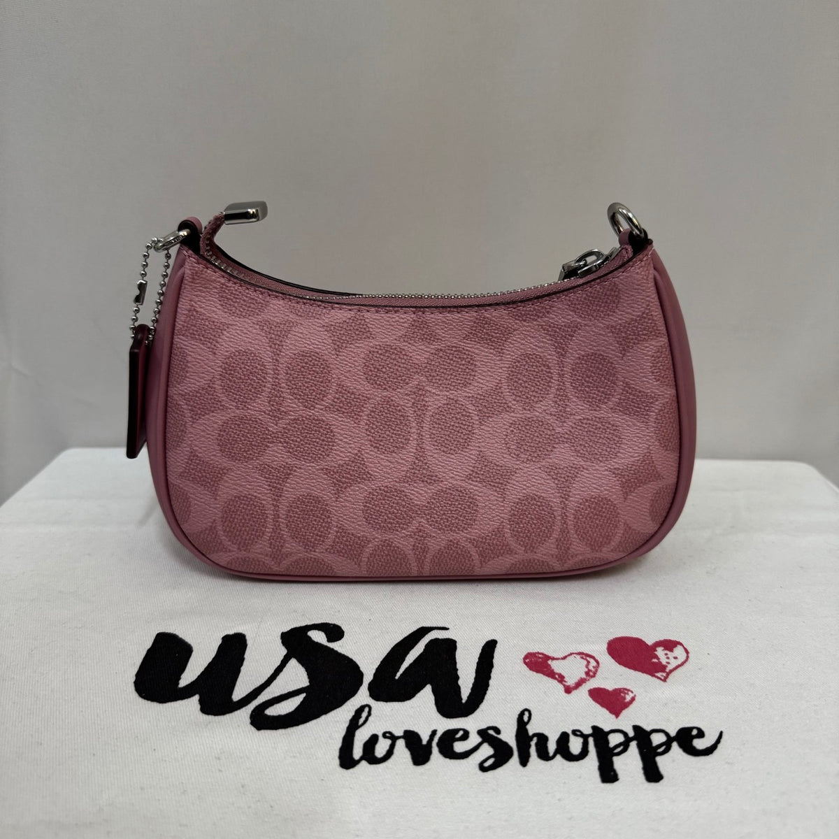[AUCTION][READY STOCK MY] COACH Teri Mini Crossbody Bag In Signature Canvas in Pink (CW323)