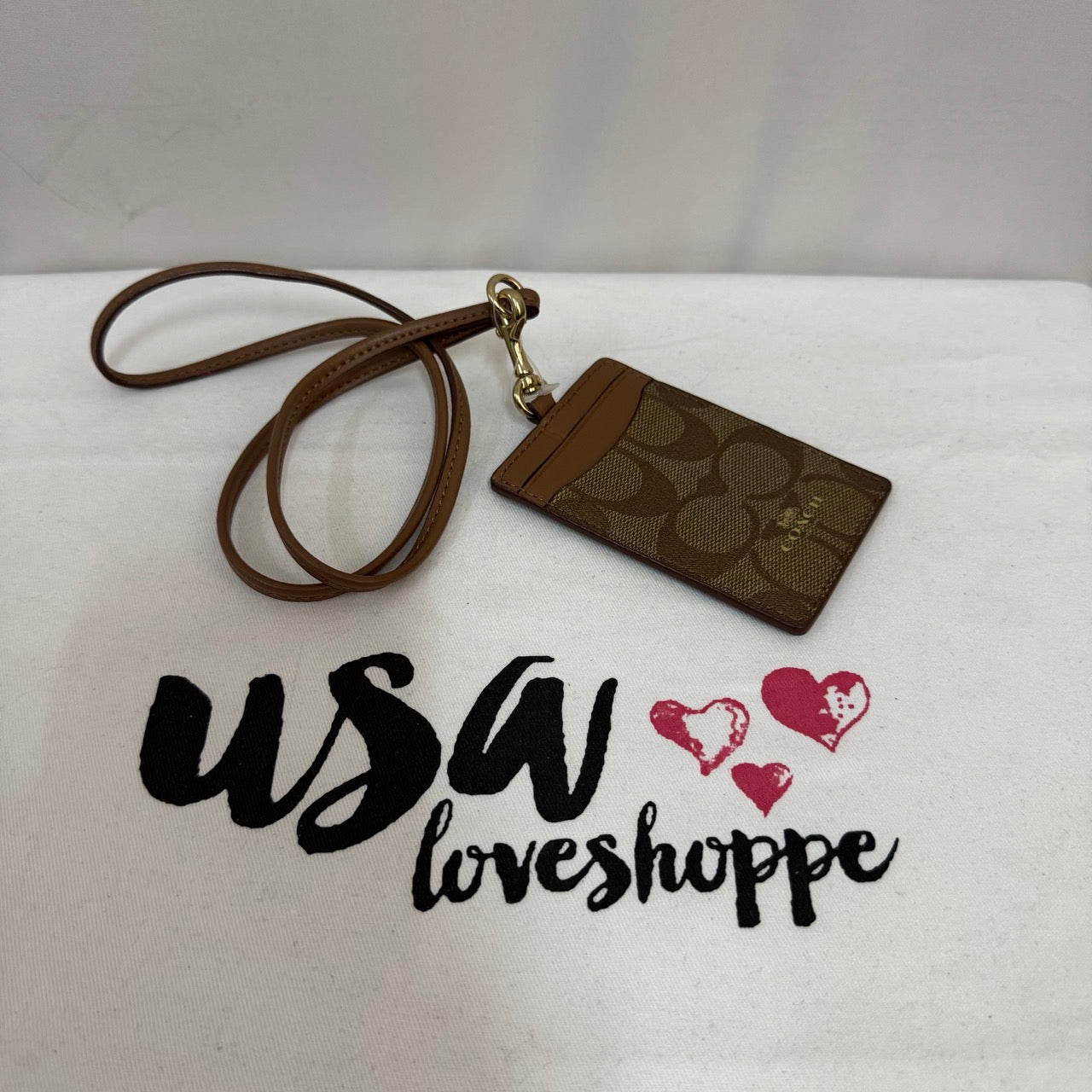 [AUCTION][READY STOCK MY] COACH Id Lanyard In Signature Canvas in Tan/Brown (CZ285)