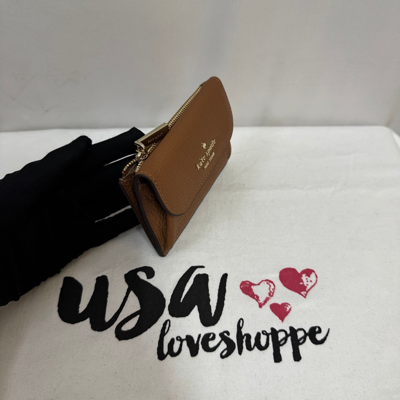 [AUCTION][READY STOCK MY] Kate Spade Dumpling Small Flap Card Holder in Warm Ginger (KA574)