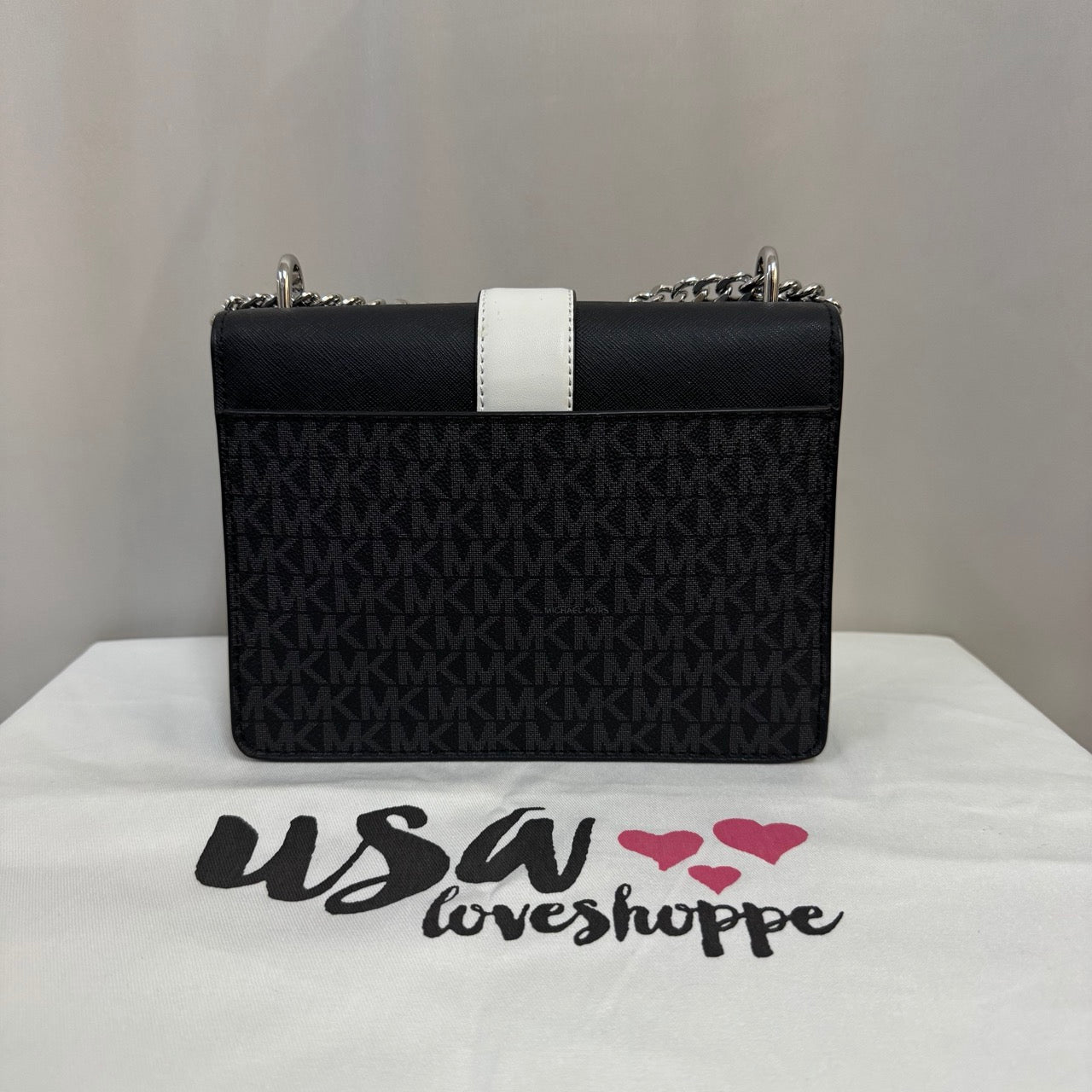 [AUCTION][READY STOCK MY] Michael Kors Greenwich Small Color-Block Signature Logo Crossbody Bag in Black Combo (35S5SGRC1B)