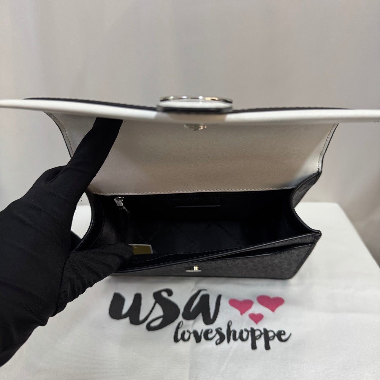 [AUCTION][READY STOCK MY] Michael Kors Greenwich Small Color-Block Signature Logo Crossbody Bag in Black Combo (35S5SGRC1B)