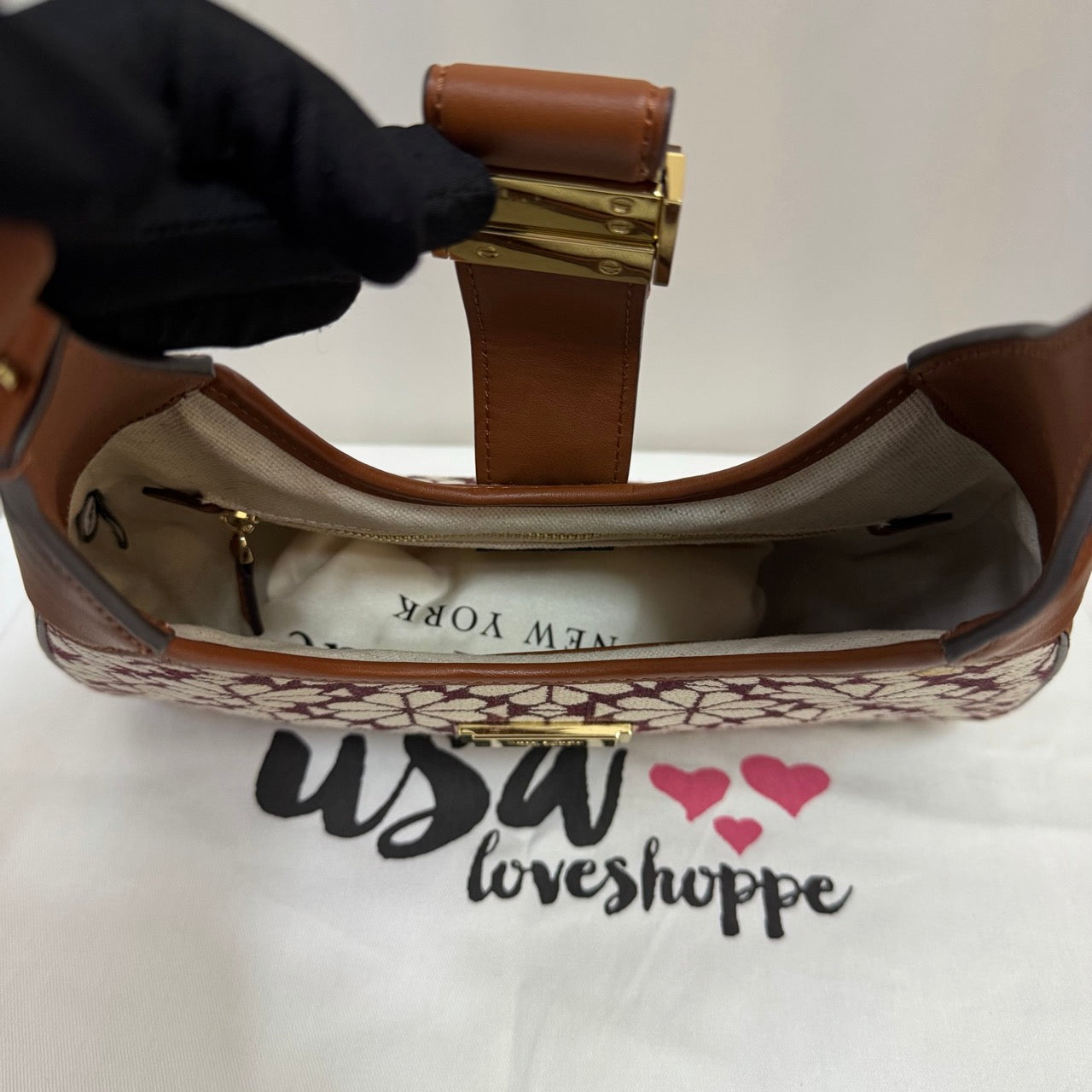 [AUCTION][READY STOCK MY] Kate Spade Spade Flower Jacquard Nouveau Small Shoulder Bag in Burgundy Multi (KI455)