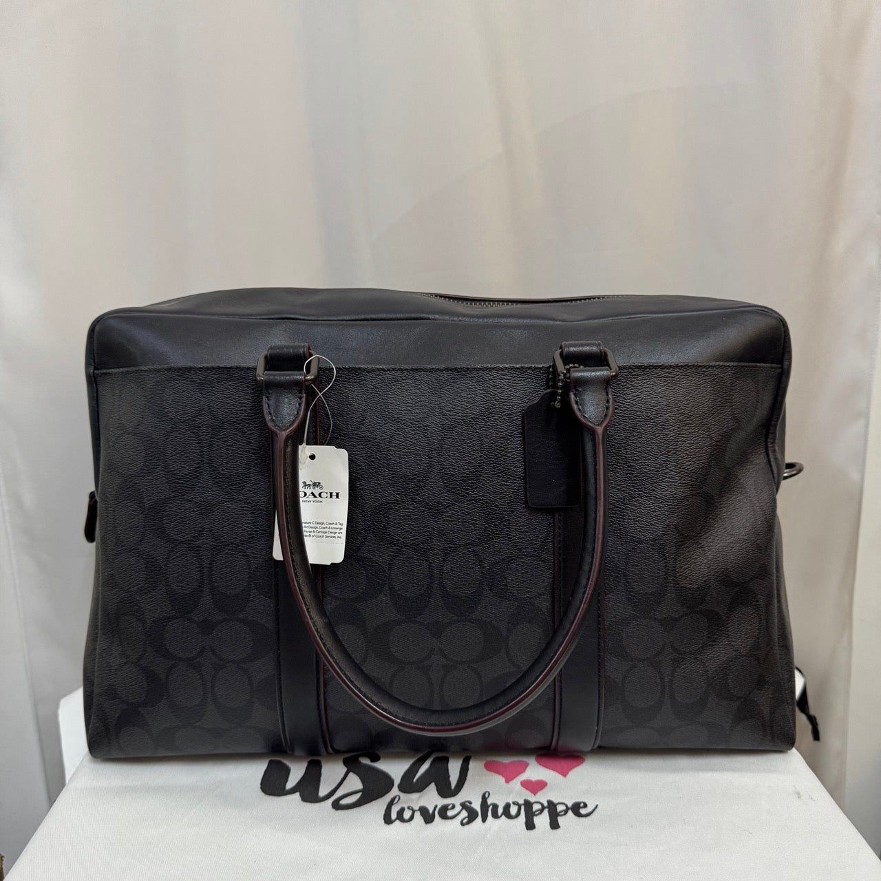 [AUCTION][READY STOCK MY] C0ACH for Men Trekker Carryall in Signature Black/Black/Oxblood (F77868)