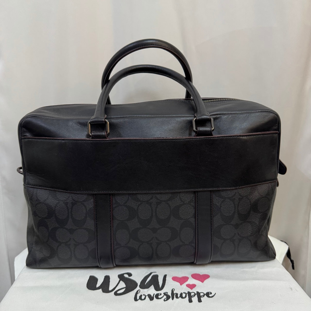 [AUCTION][READY STOCK MY] C0ACH for Men Trekker Carryall in Signature Black/Black/Oxblood (F77868)