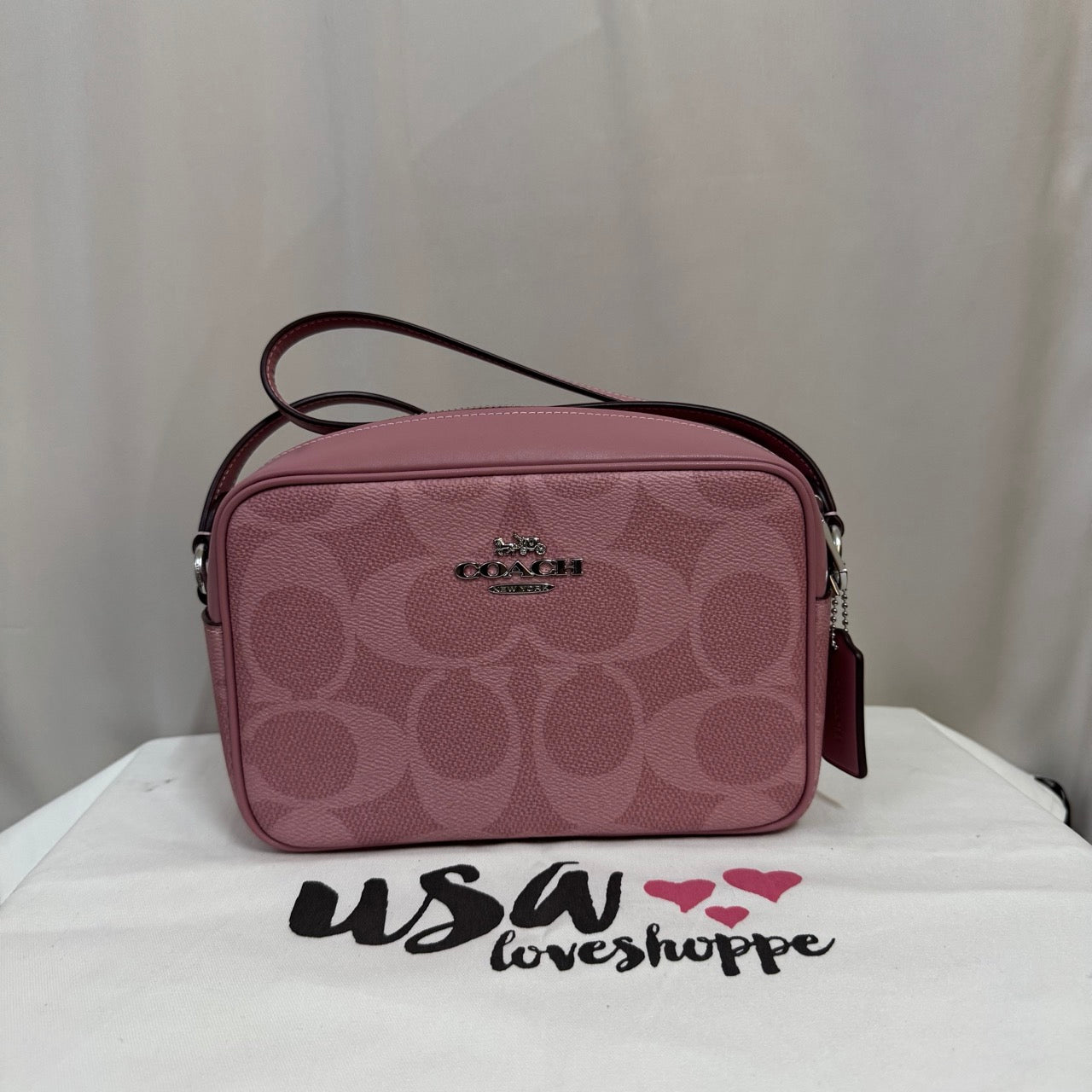 [AUCTION][READY STOCK MY] COACH Jamie Camera Bag In Maxi Signature Canvas in Dusty Pink (CCK73)