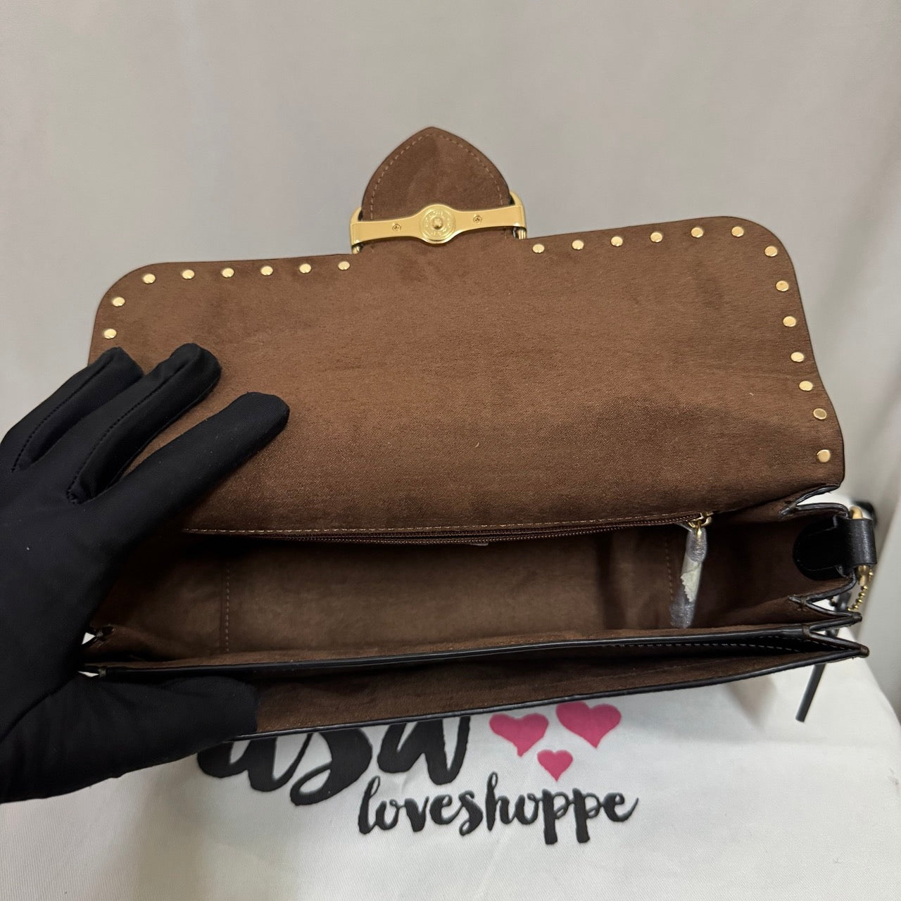 [AUCTION][READY STOCK MY][NO CROSSBODY STRAP] COACH Morgan Shoulder Bag Sig Canvas With Rivets in Brown Black Multi (CE563)