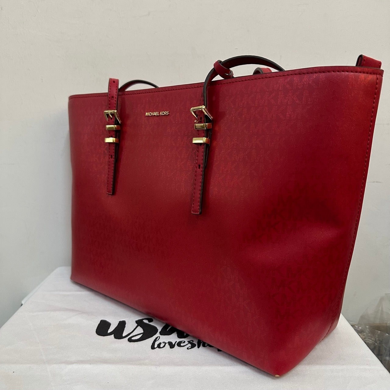 [AUCTION][READY STOCK MY] Michael Kors Quinn Large East West TZ Tote in Crimson (30F5GQNT9R)