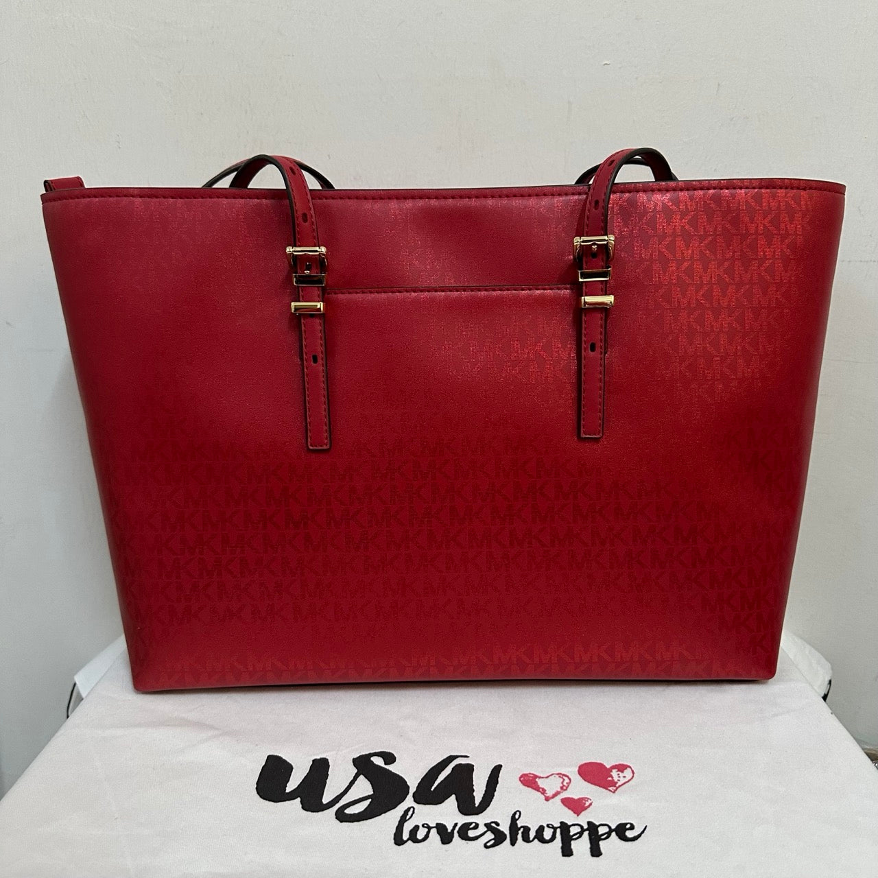 [AUCTION][READY STOCK MY] Michael Kors Quinn Large East West TZ Tote in Crimson (30F5GQNT9R)