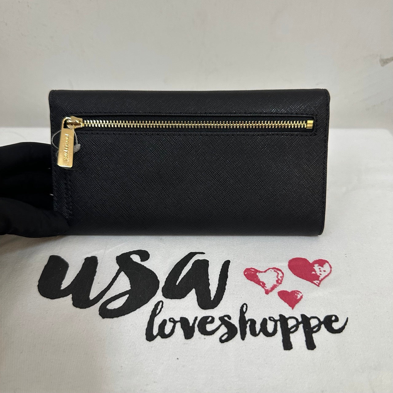 [AUCTION][READY STOCK MY] Michael Kors Jet Set Travel Large Trifold Wallet in Black (GHW) (35S8GTVF7L)