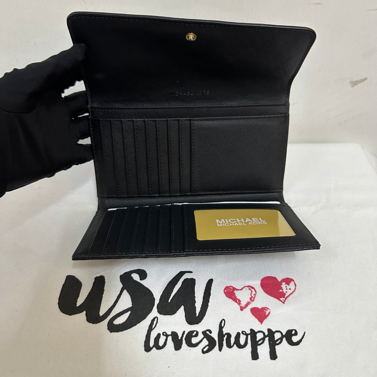 [AUCTION][READY STOCK MY] Michael Kors Jet Set Travel Large Trifold Wallet in Black (GHW) (35S8GTVF7L)