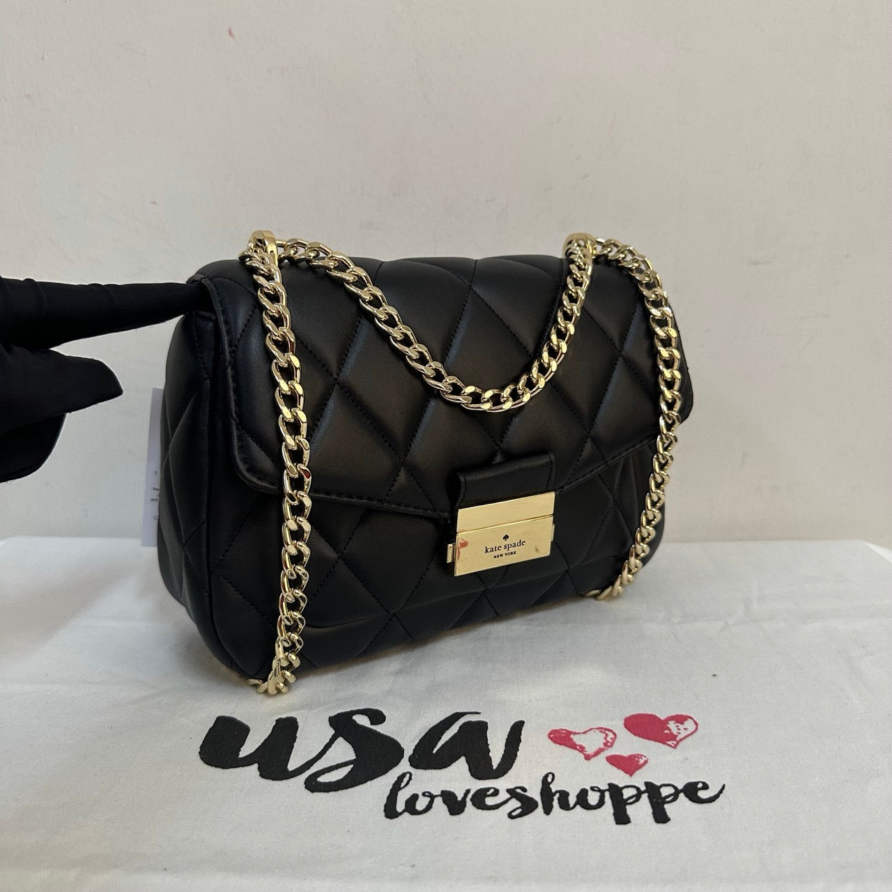 [AUCTION][READY STOCK MY] Kate Spade Carey Quilted Leather Medium Shoulder Bag in Black (KA766)