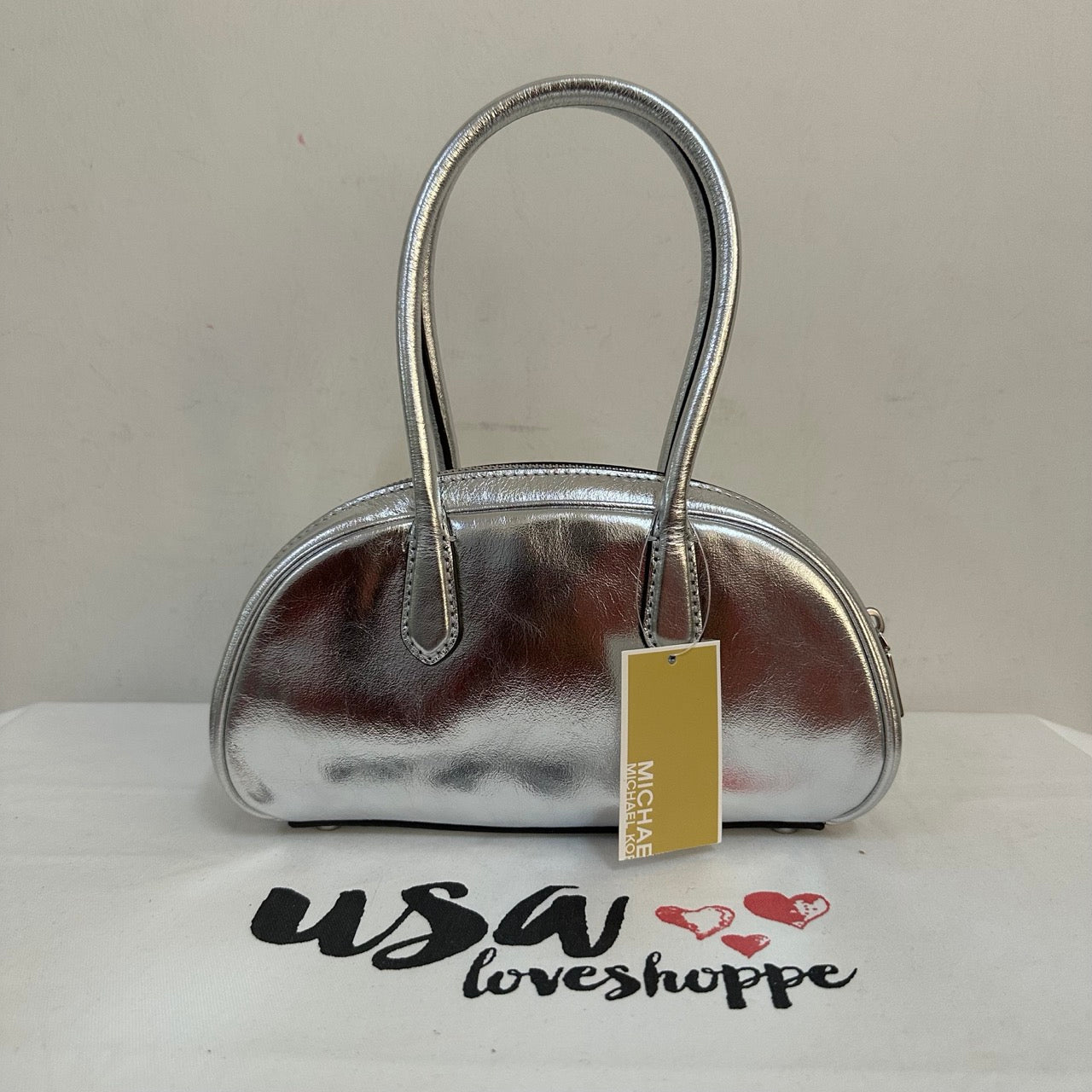 [AUCTION][READY STOCK MY] Michael Kors Lulu Small Handle Satchel in Silver (30F4S1US5M)