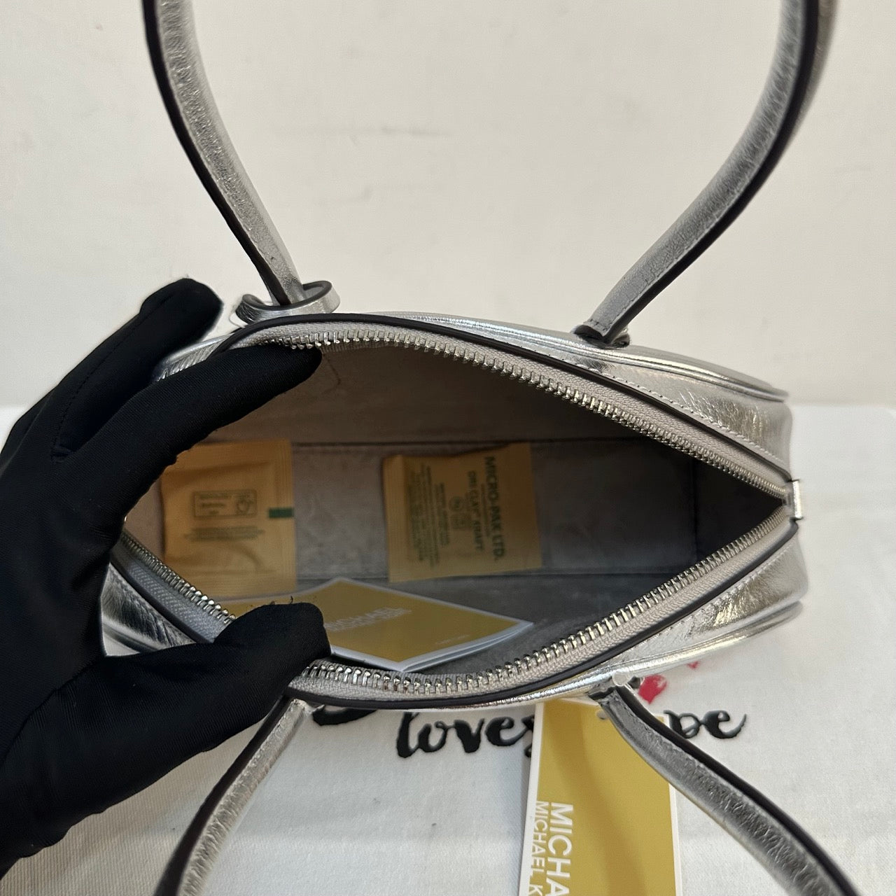 [AUCTION][READY STOCK MY] Michael Kors Lulu Small Handle Satchel in Silver (30F4S1US5M)