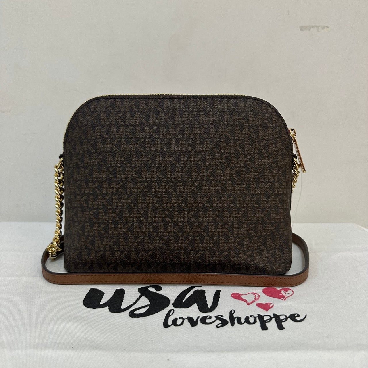 [AUCTION][READY STOCK MY] Michael Kors Jet Set Travel Medium Dome X-Cross Crossbody in Signature Brown (35F1GTVC6B)