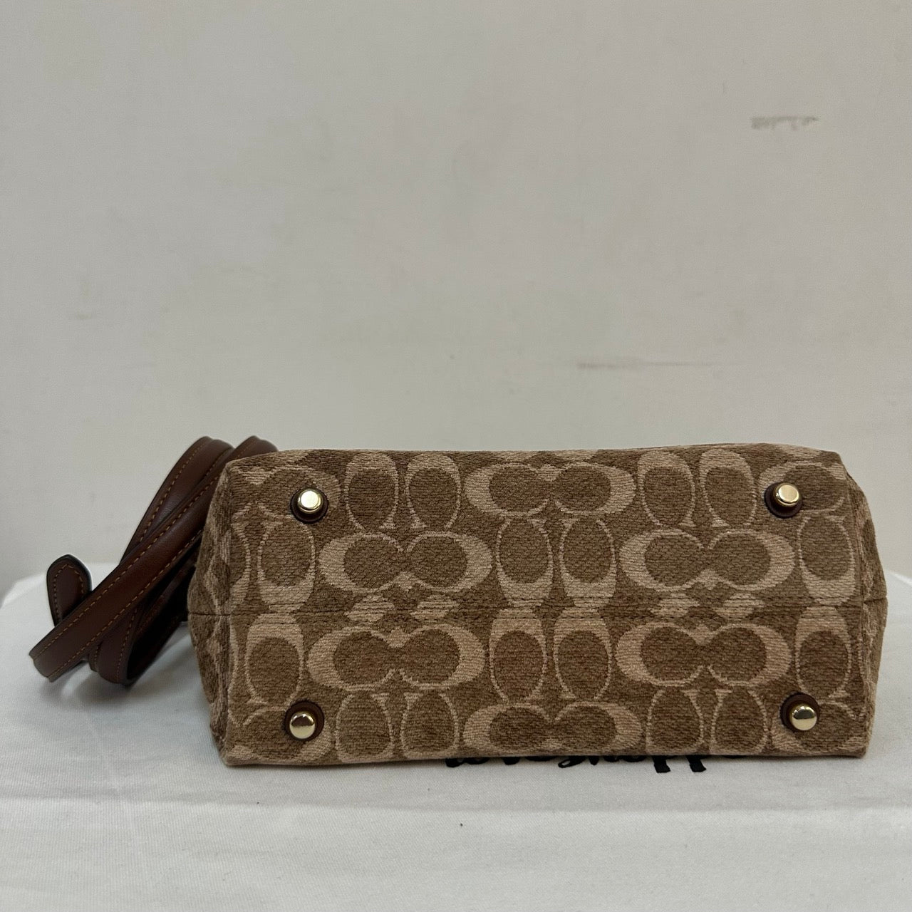 [AUCTION][READY STOCK MY] COACH Emory Top Handle Bag In Signature Chenille in Light Khaki/Vintage Brown (CDB08)