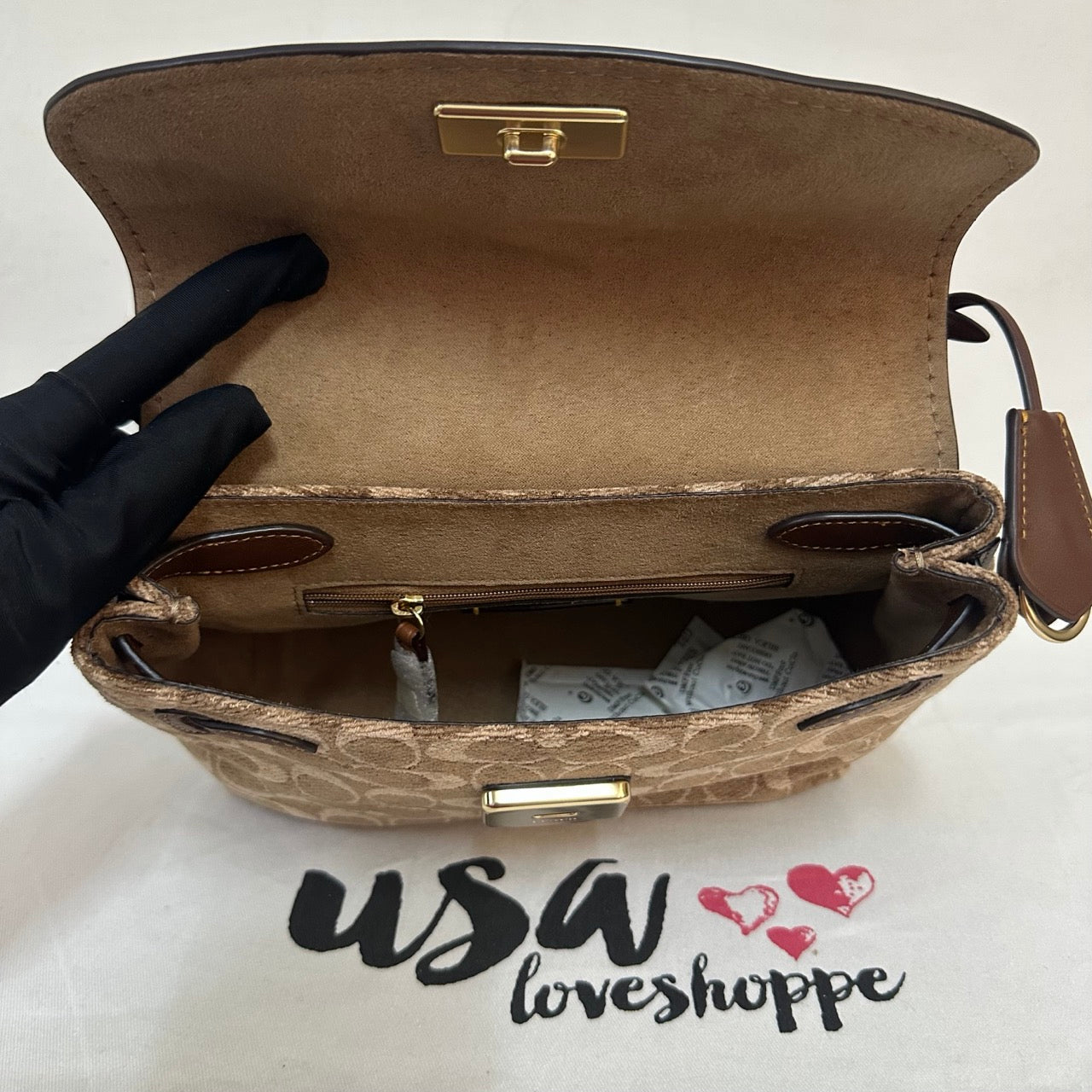 [AUCTION][READY STOCK MY] COACH Emory Top Handle Bag In Signature Chenille in Light Khaki/Vintage Brown (CDB08)